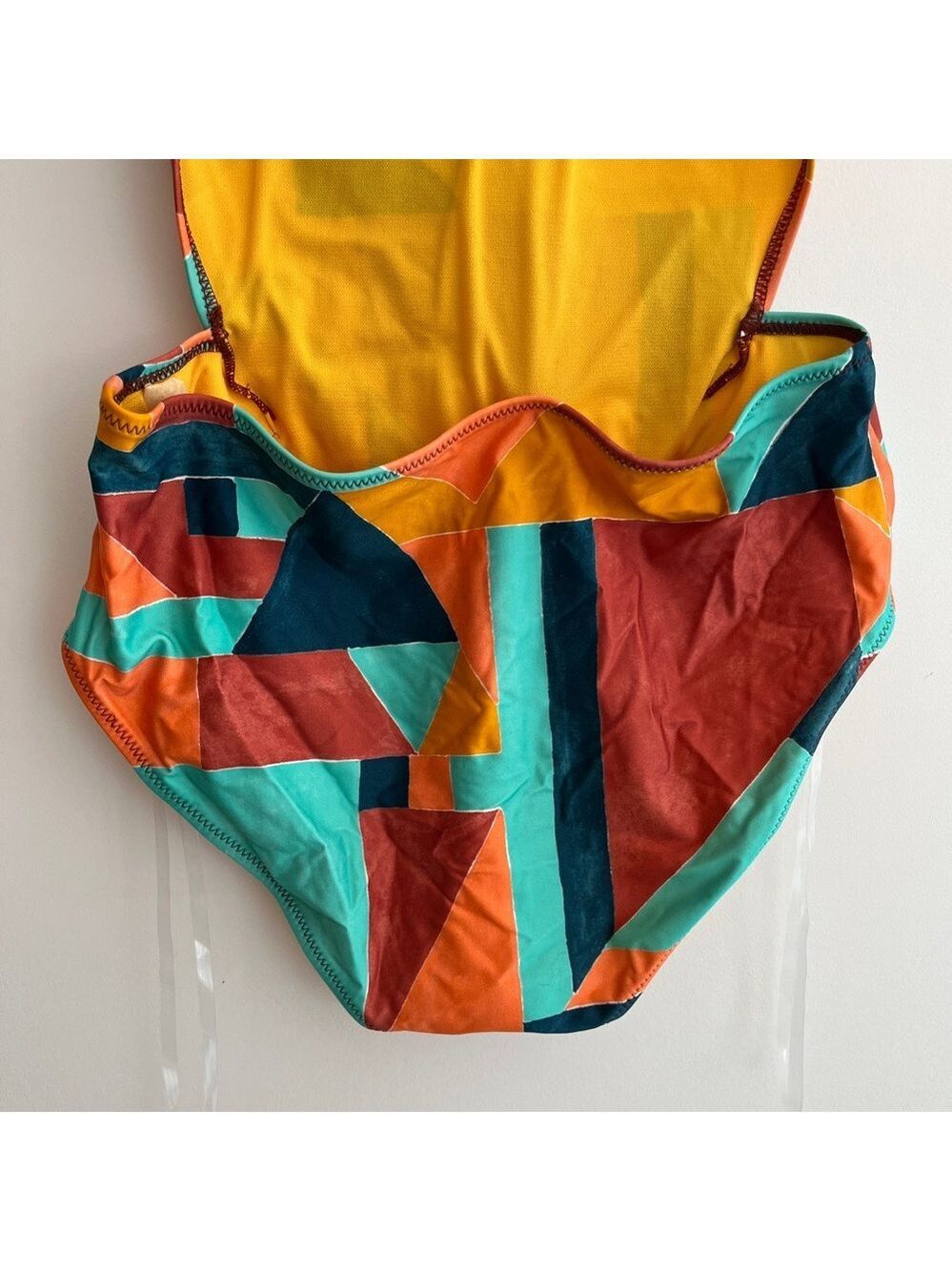 PRANA Neolani One Piece Swimsuit Geometric Pattern Atlantic Seaglass Resortwear - Picture 5 of 16